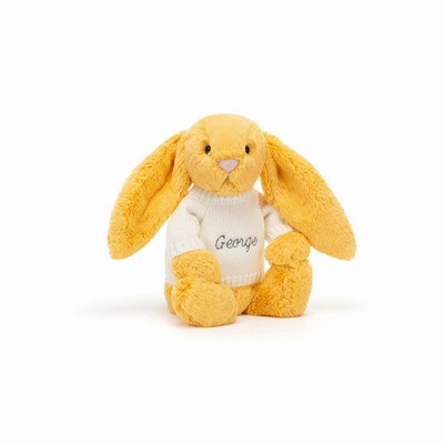 Jellycat Bashful Sunshine Bunny with Cream Jumper USA | 51362NLMI